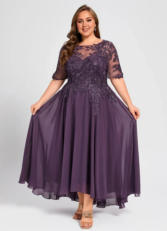 Purple Lace Asymmetric Dress - Chloe Dress