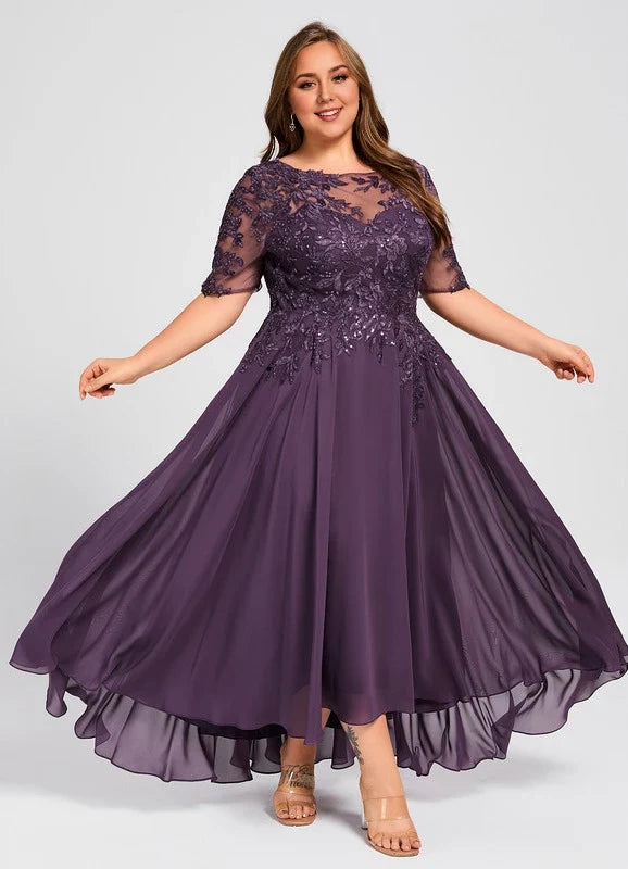 Purple Lace Asymmetric Dress - Chloe Dress