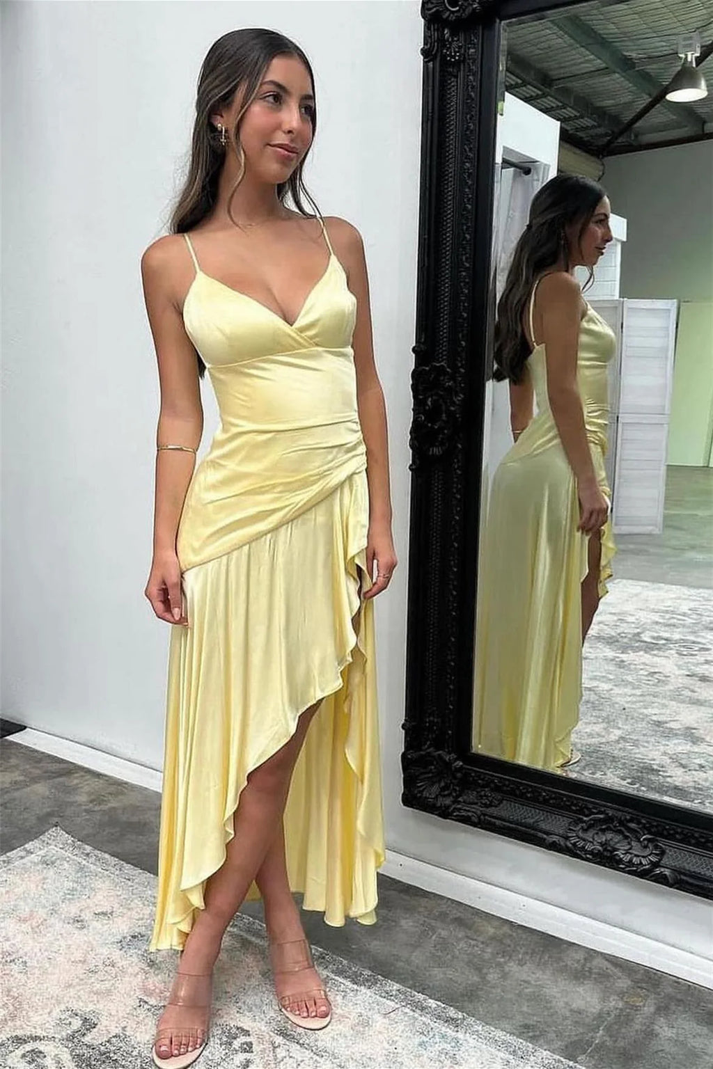 V-Neck Satin Prom Dress - Chloe Dress