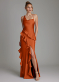 Spaghetti Strap Satin High Slit Floor-Length Wedding Dress - Chloe Dress