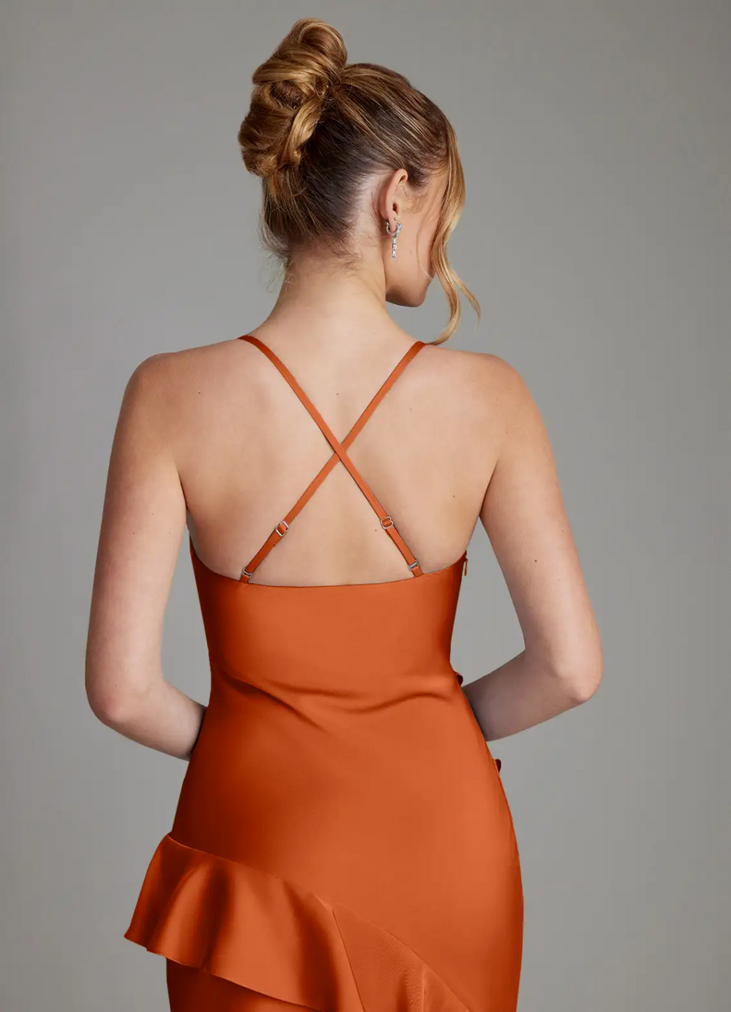 Spaghetti Strap Satin High Slit Floor-Length Wedding Dress - Chloe Dress