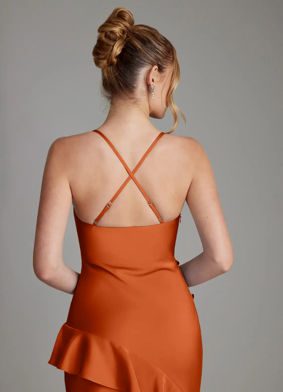 Spaghetti Strap Satin High Slit Floor-Length Wedding Dress - Chloe Dress