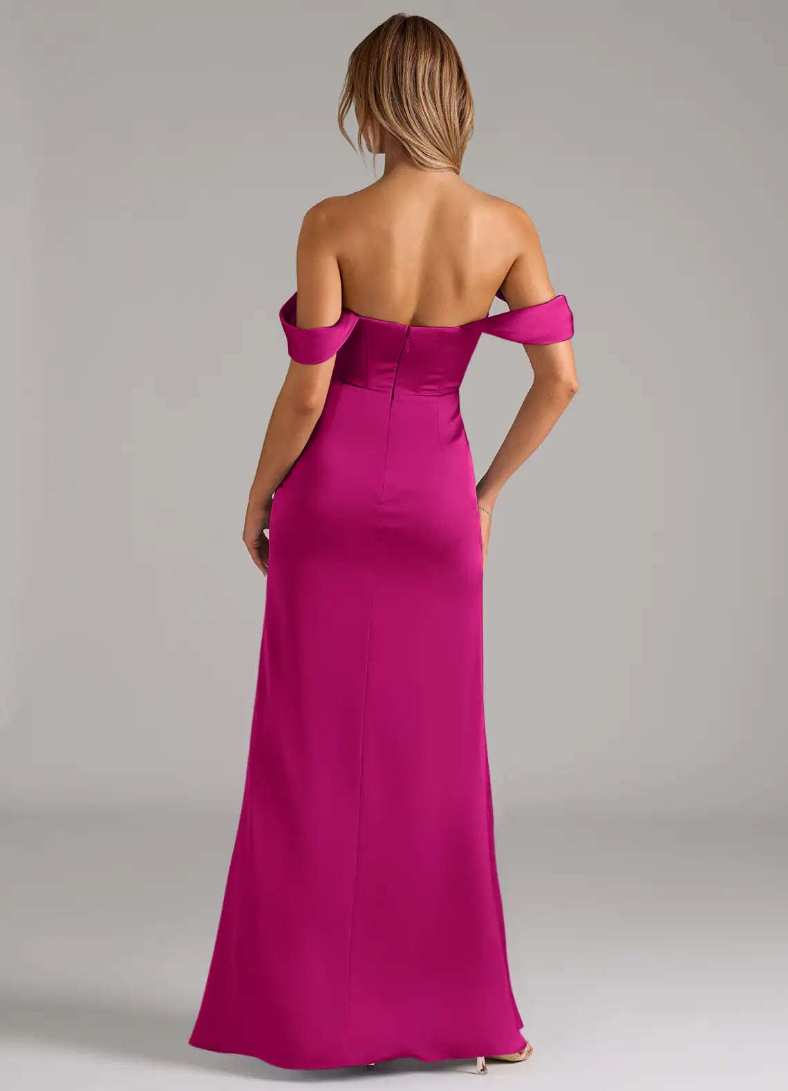 Satin High Slit Wedding Dress - Chloe Dress