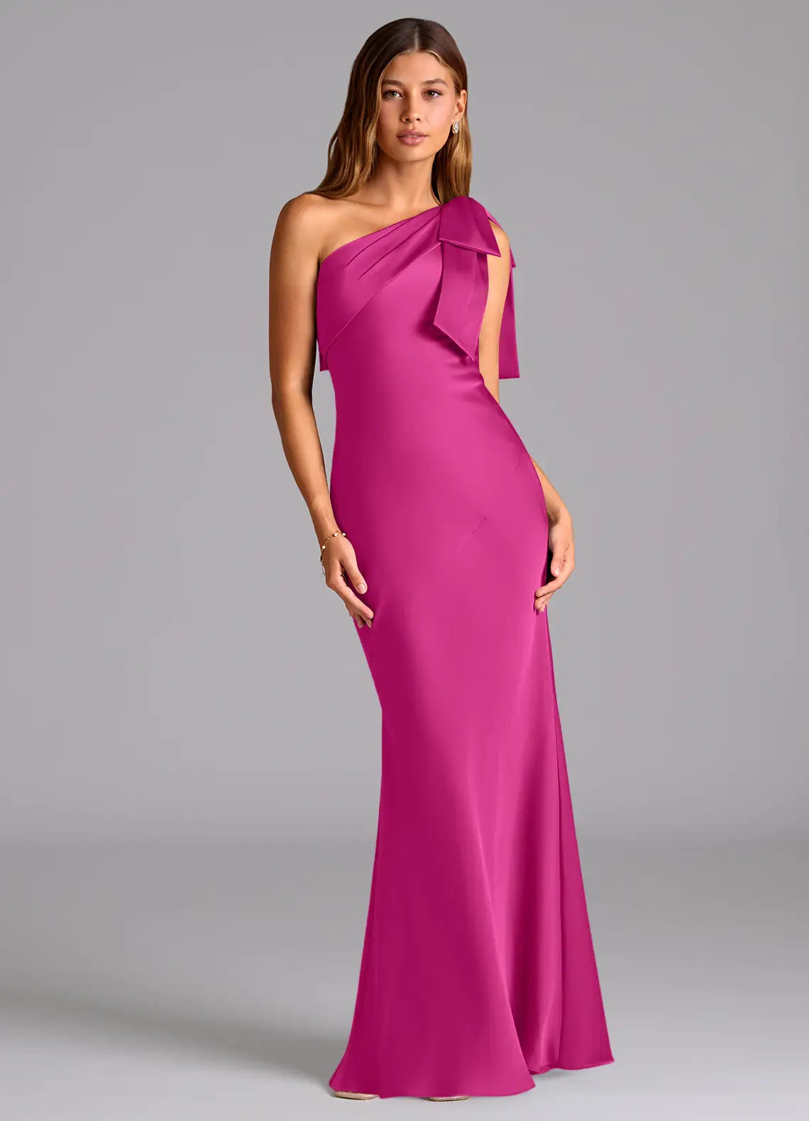 Sheath One-Shoulder Satin Wedding Dress - Chloe Dress