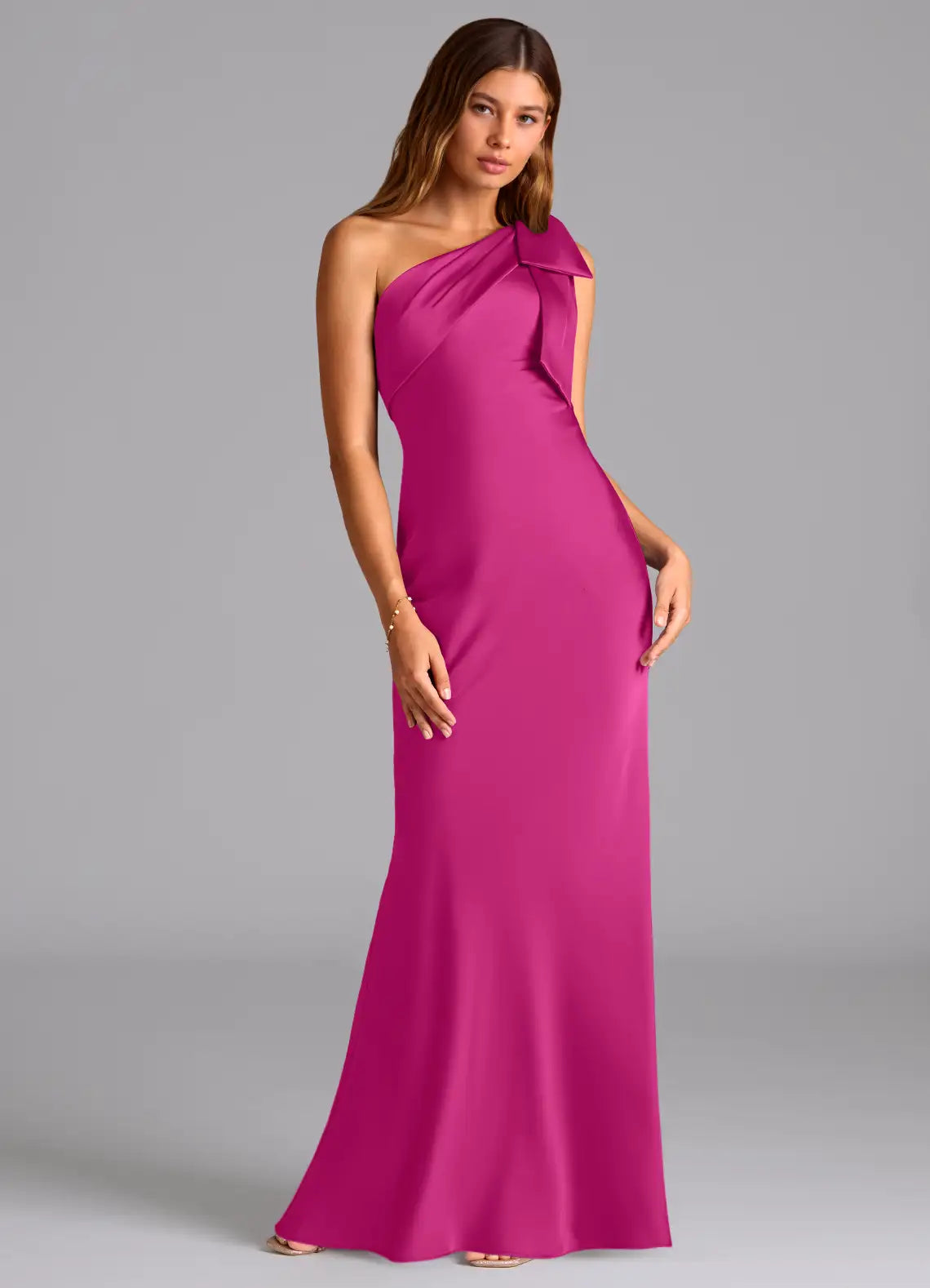 Sheath One-Shoulder Satin Wedding Dress - Chloe Dress