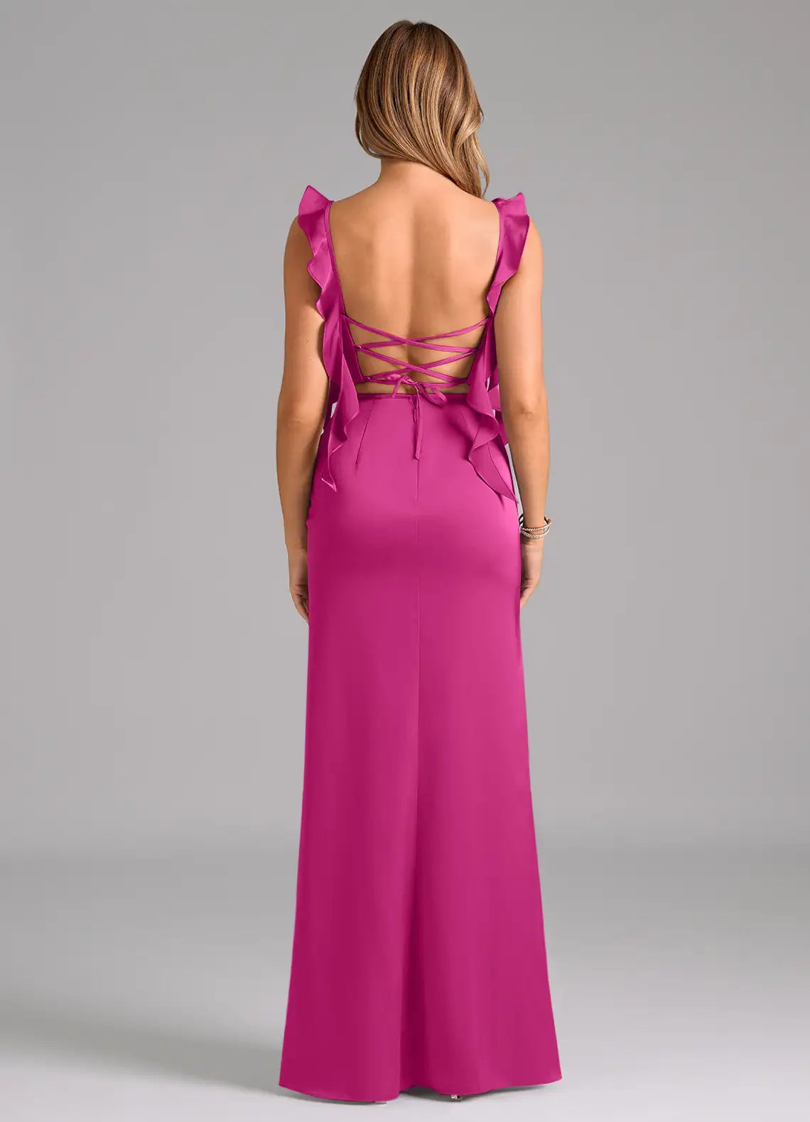 Satin Ruffled Wedding Dress - Chloe Dress