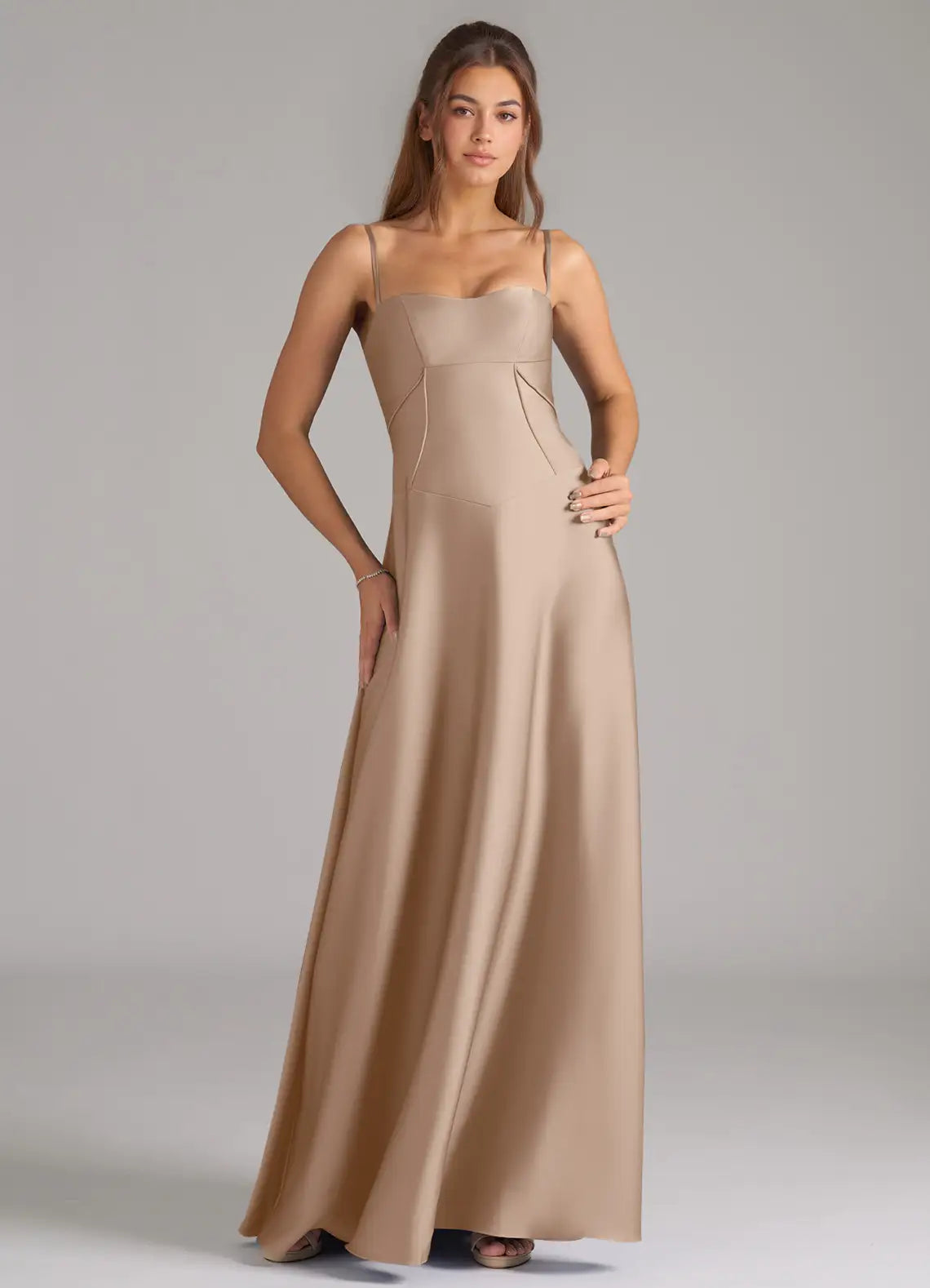 Square Neck Satin Wedding Dress - Chloe Dress