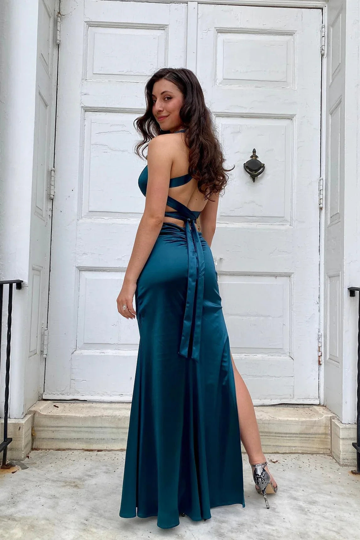 Mermaid Halter Satin Floor-Length Evening Dress - Chloe Dress
