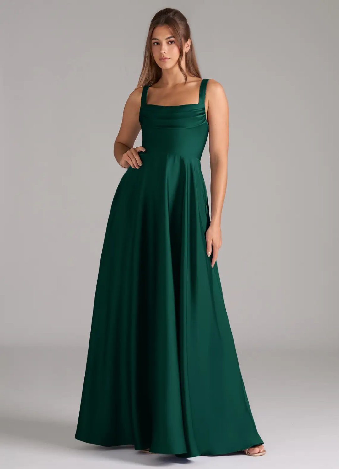 Square Neck Satin Open Back Floor-Length Wedding Dress - Chloe Dress