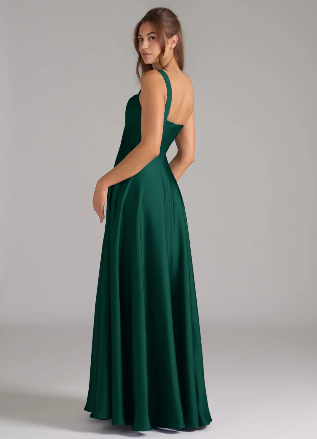 Square Neck Satin Open Back Floor-Length Wedding Dress - Chloe Dress