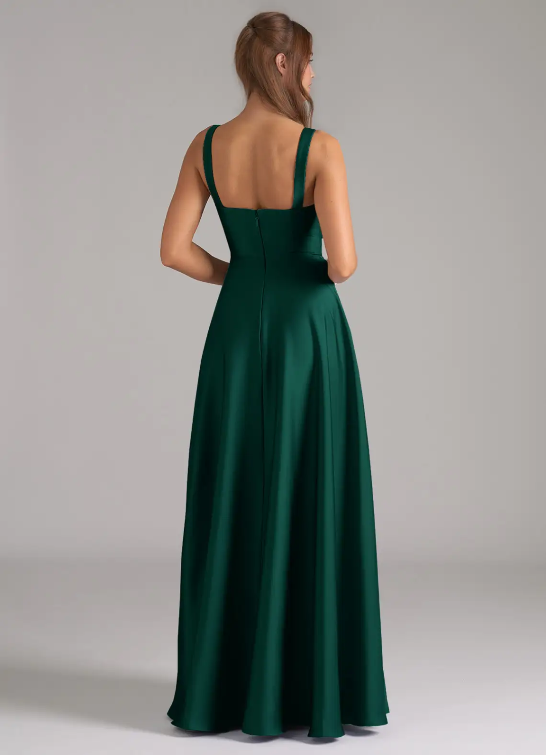 Square Neck Satin Open Back Floor-Length Wedding Dress - Chloe Dress