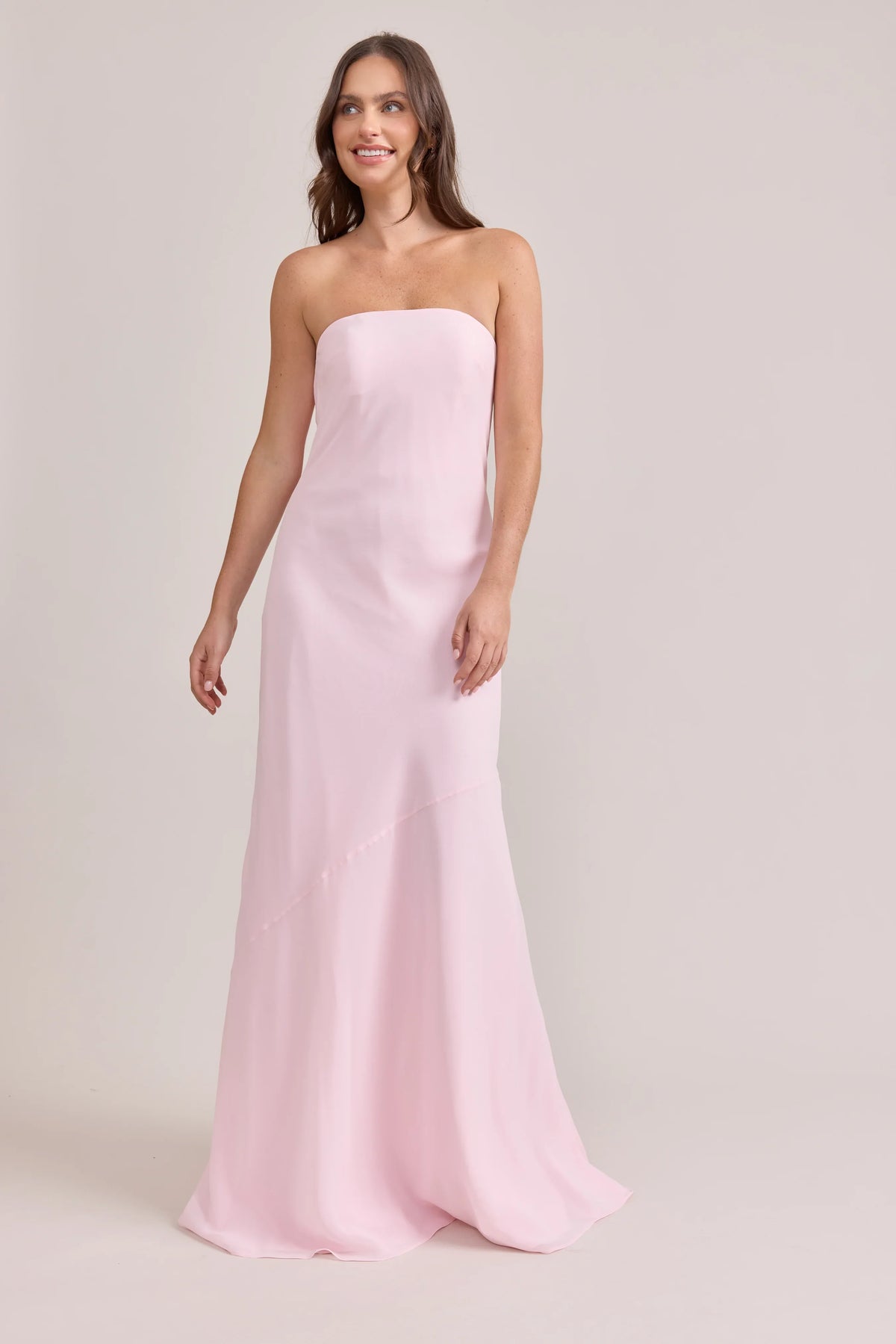 Pink Strapless Cutout Floor-Length Wedding Dress - Chloe Dress