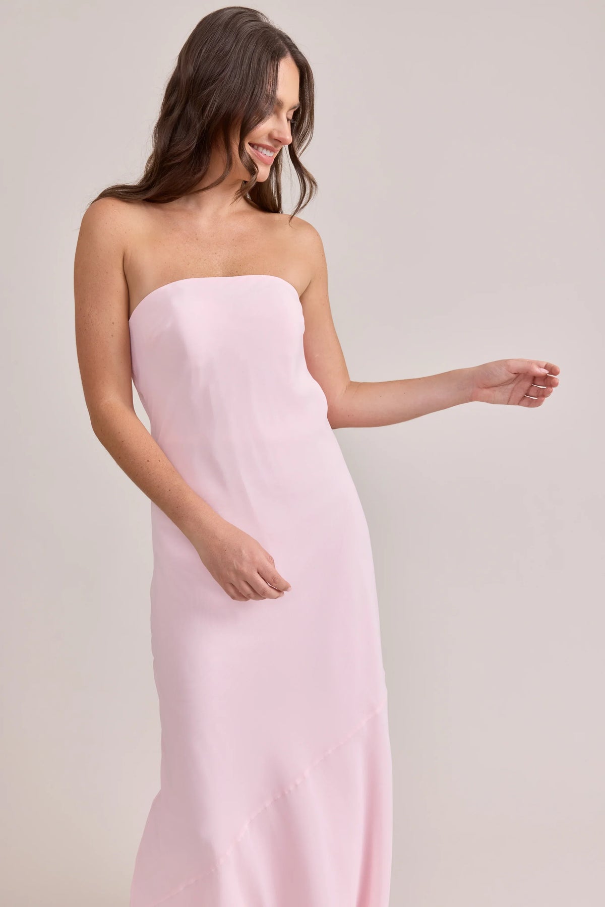 Pink Strapless Cutout Floor-Length Wedding Dress - Chloe Dress