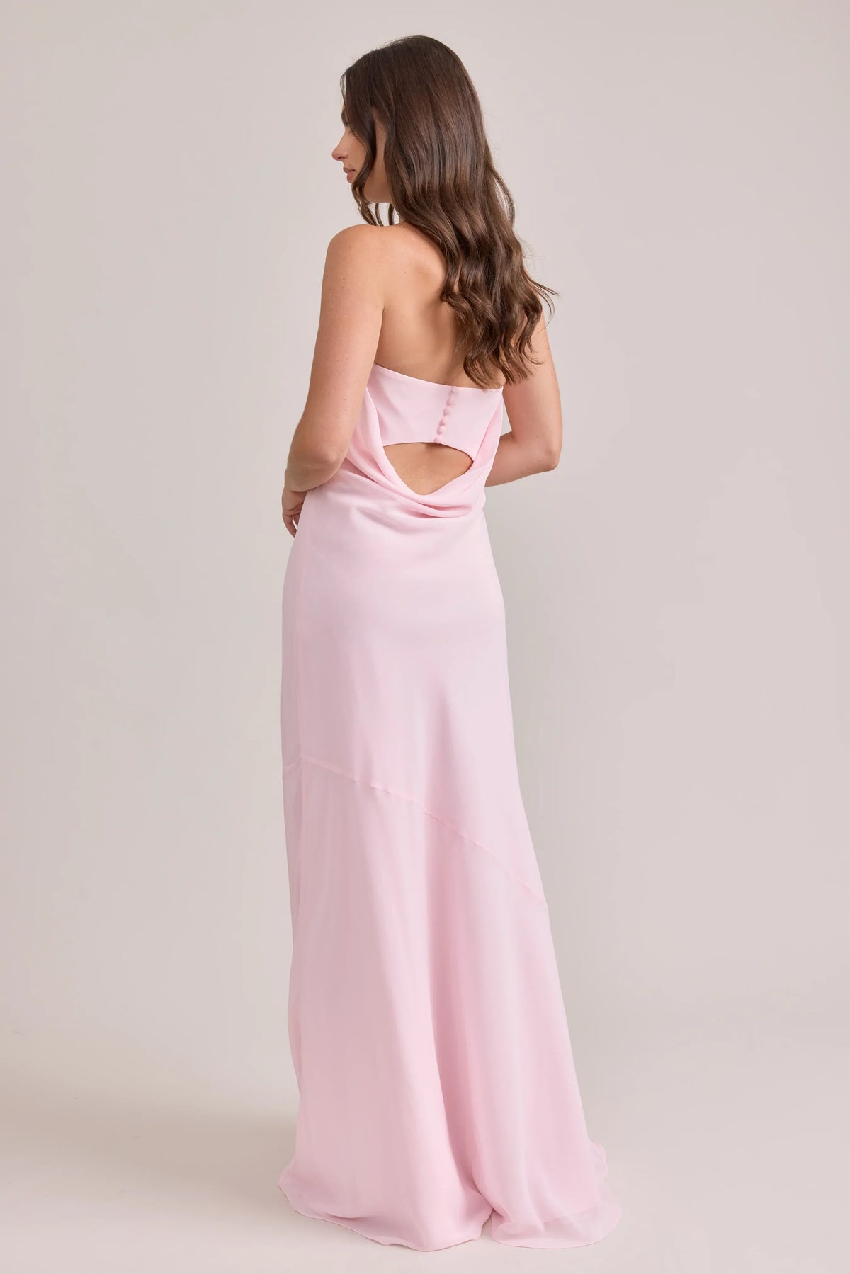 Pink Strapless Cutout Floor-Length Wedding Dress - Chloe Dress