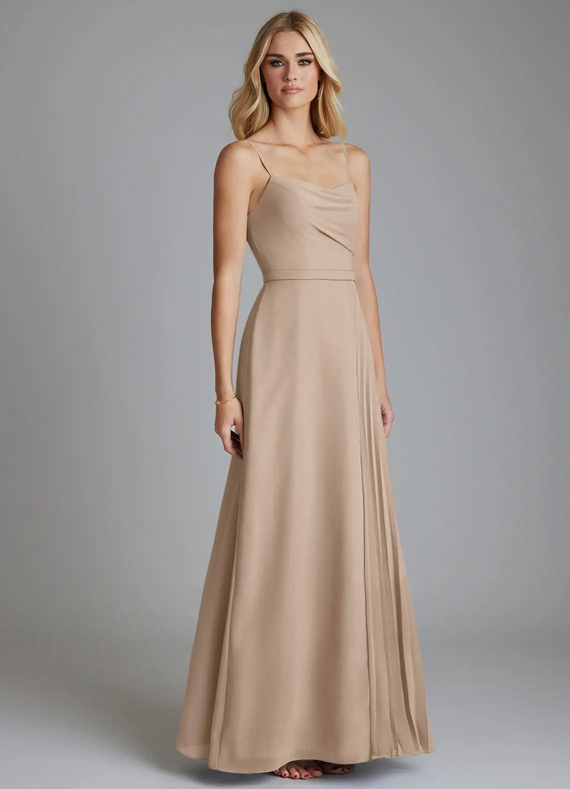 Spaghetti Strap Chiffon Pleated Floor-Length Wedding Gown - Chloe Dress