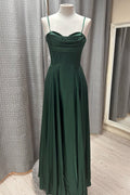 A-Line Spaghetti Strap Lace-Up Back Floor-Length Evening Dress - Chloe Dress