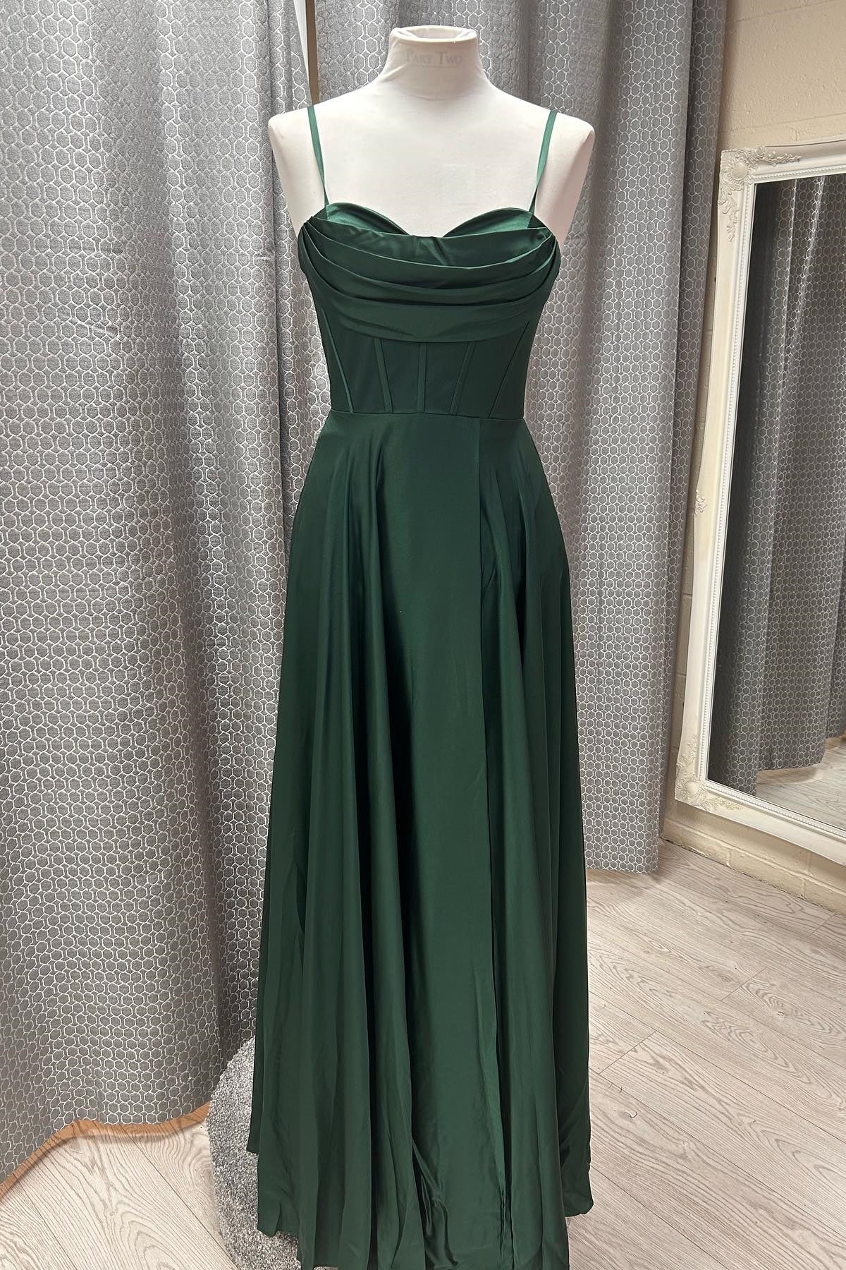 A-Line Spaghetti Strap Lace-Up Back Floor-Length Evening Dress - Chloe Dress
