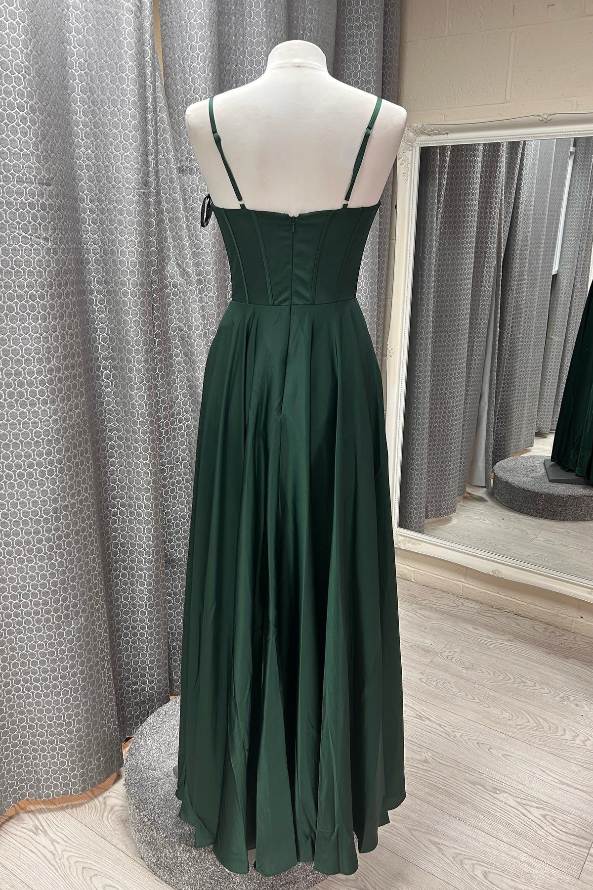 A-Line Spaghetti Strap Lace-Up Back Floor-Length Evening Dress - Chloe Dress
