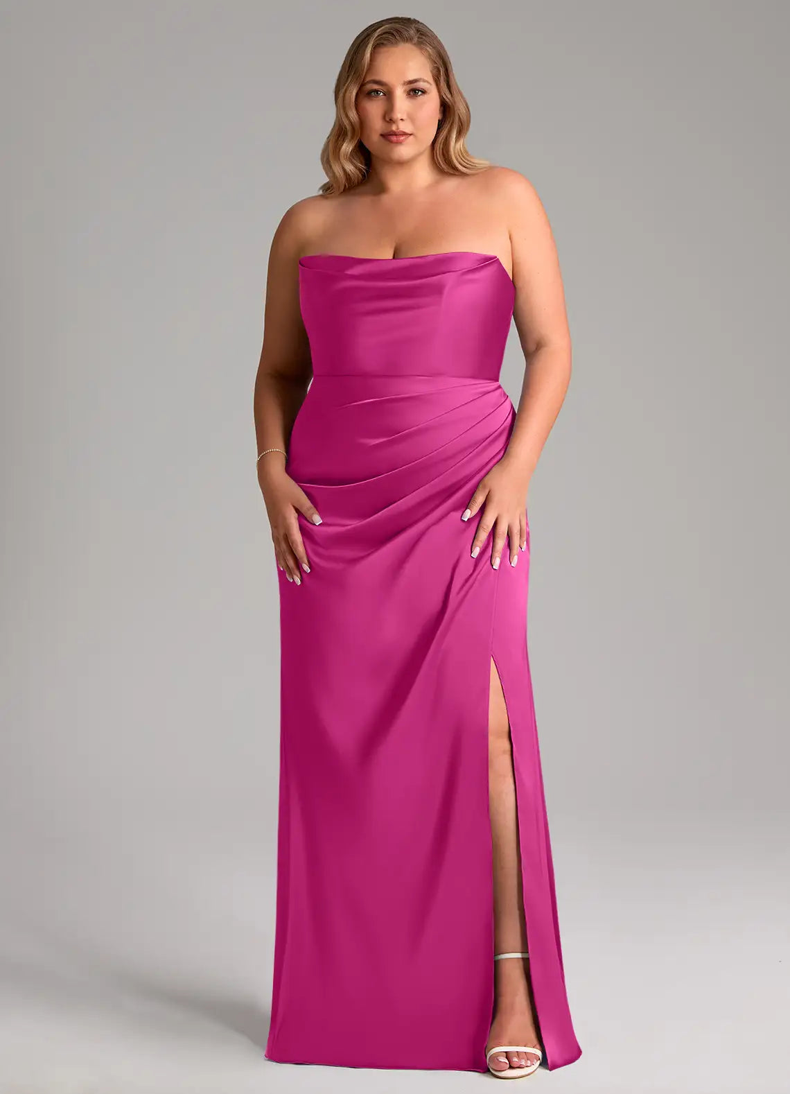 Strapless Open Back High Slit Floor-Length Wedding Dress - Chloe Dress