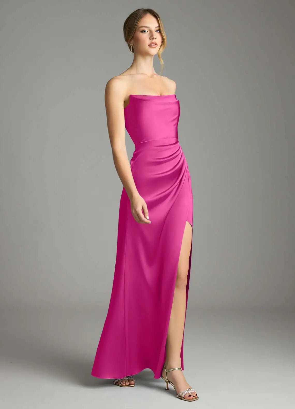 Strapless Open Back High Slit Floor-Length Wedding Dress - Chloe Dress