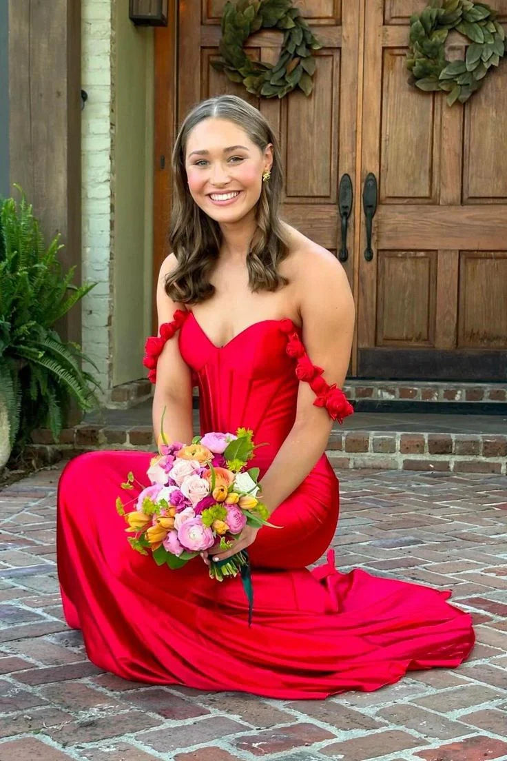 Mermaid Sweetheart Satin Open Back Ruffled Prom Dress - Chloe Dress