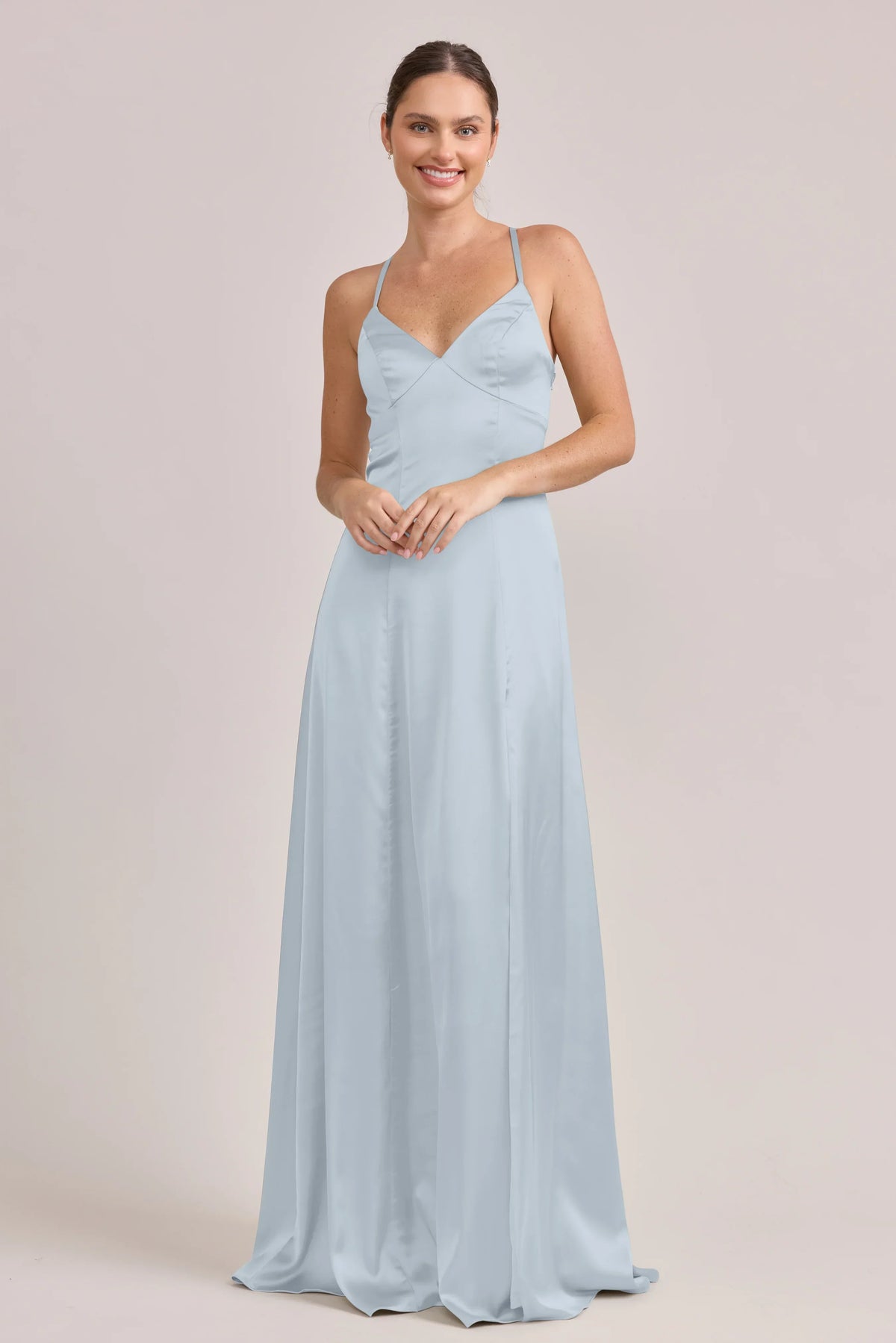 Sky Blue A-Line Sweetheart Satin High Slit Wedding Dress - Chloe Dress
