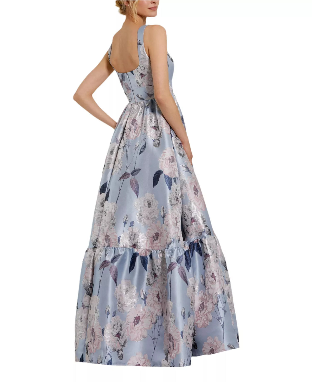 Ball Gown Square Neck Sleeveless Open Back Tiered Floor-Length Prom Gown - Chloe Dress