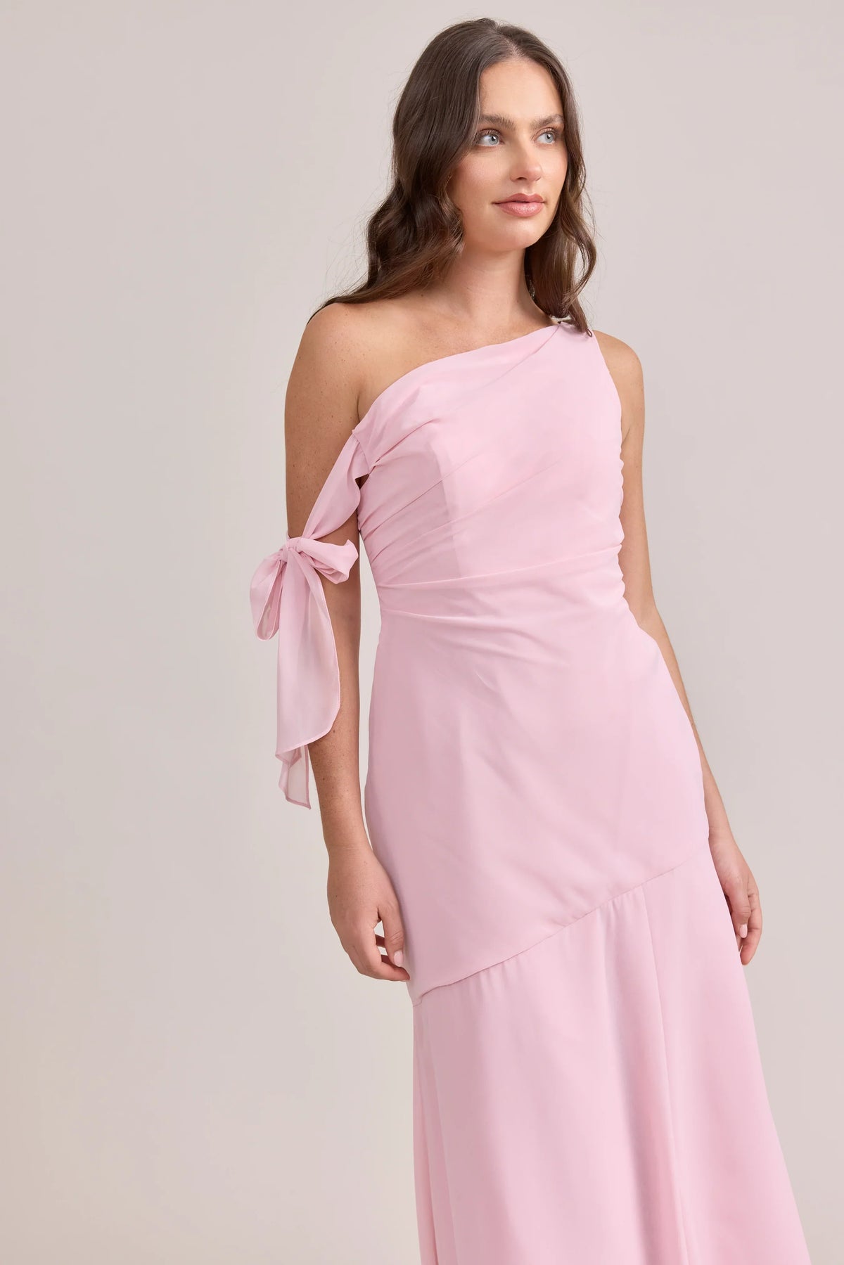 One-Shoulder Draped Floor-Length Wedding Dress - Chloe Dress