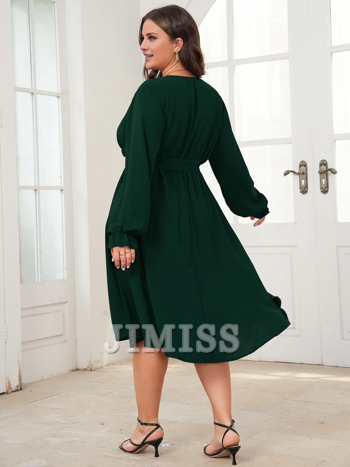 A-Line V-Neck Long Sleeve Wrap Evening Dress - Chloe Dress