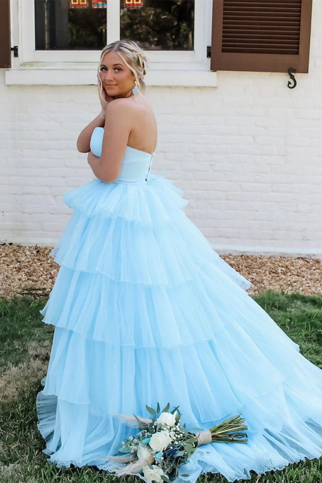 Ball Gown Sweetheart Tulle Tiered Prom Gown - Chloe Dress