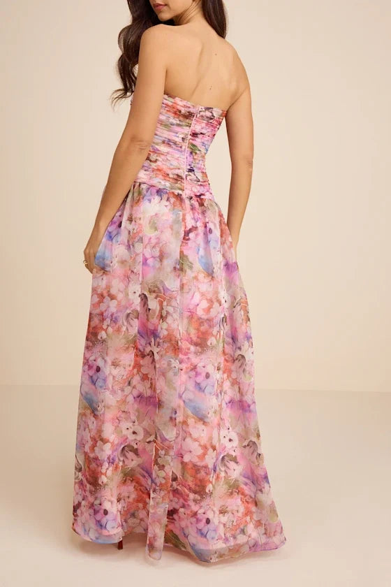 Strapless Chiffon Sleeveless Zipper Back Floor-Length Prom Dress - Chloe Dress