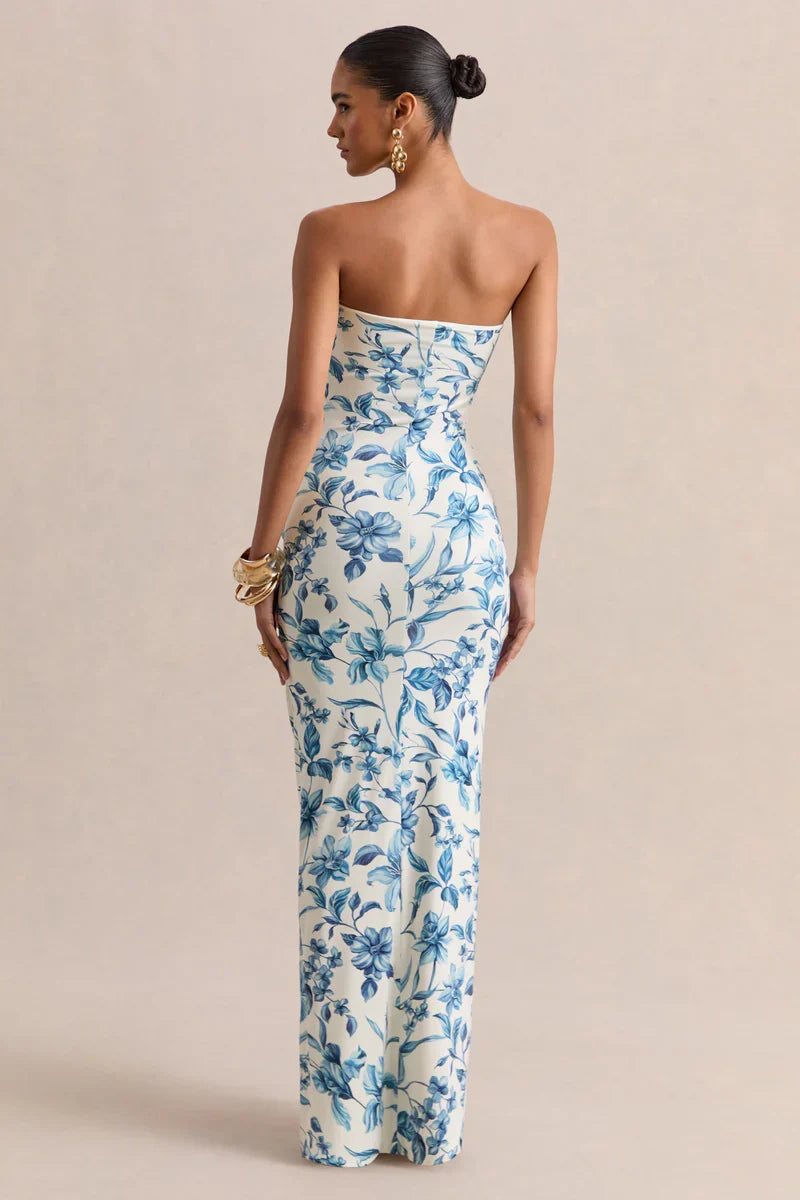 A-Line Strapless Sleeveless Zipper Back Floor-Length Prom Dress - Chloe Dress
