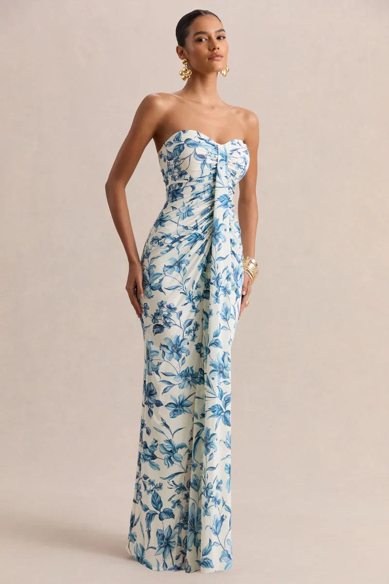 A-Line Strapless Sleeveless Zipper Back Floor-Length Prom Dress - Chloe Dress