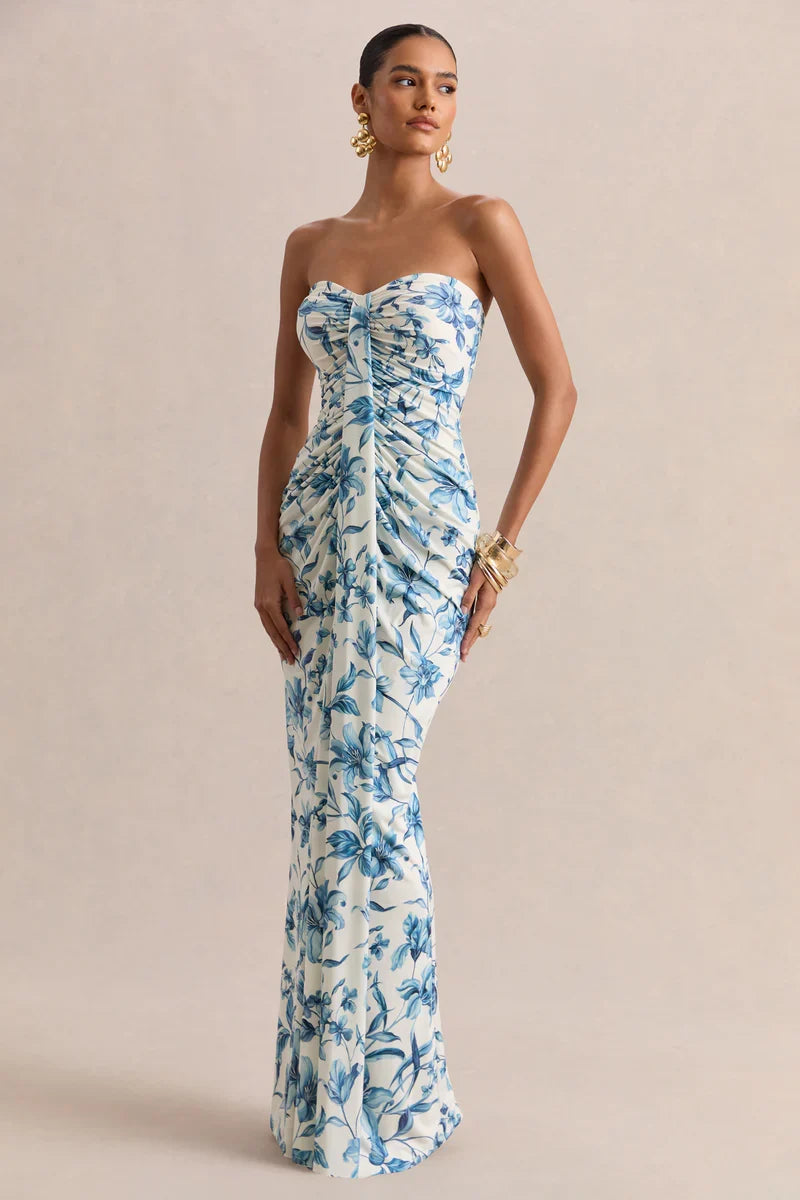 A-Line Strapless Sleeveless Zipper Back Floor-Length Prom Dress - Chloe Dress