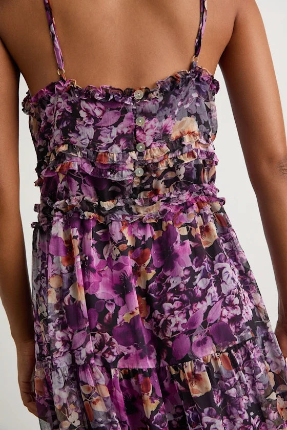 V-Neck Chiffon Ruffled Floor-Length Evening Dress - Chloe Dress