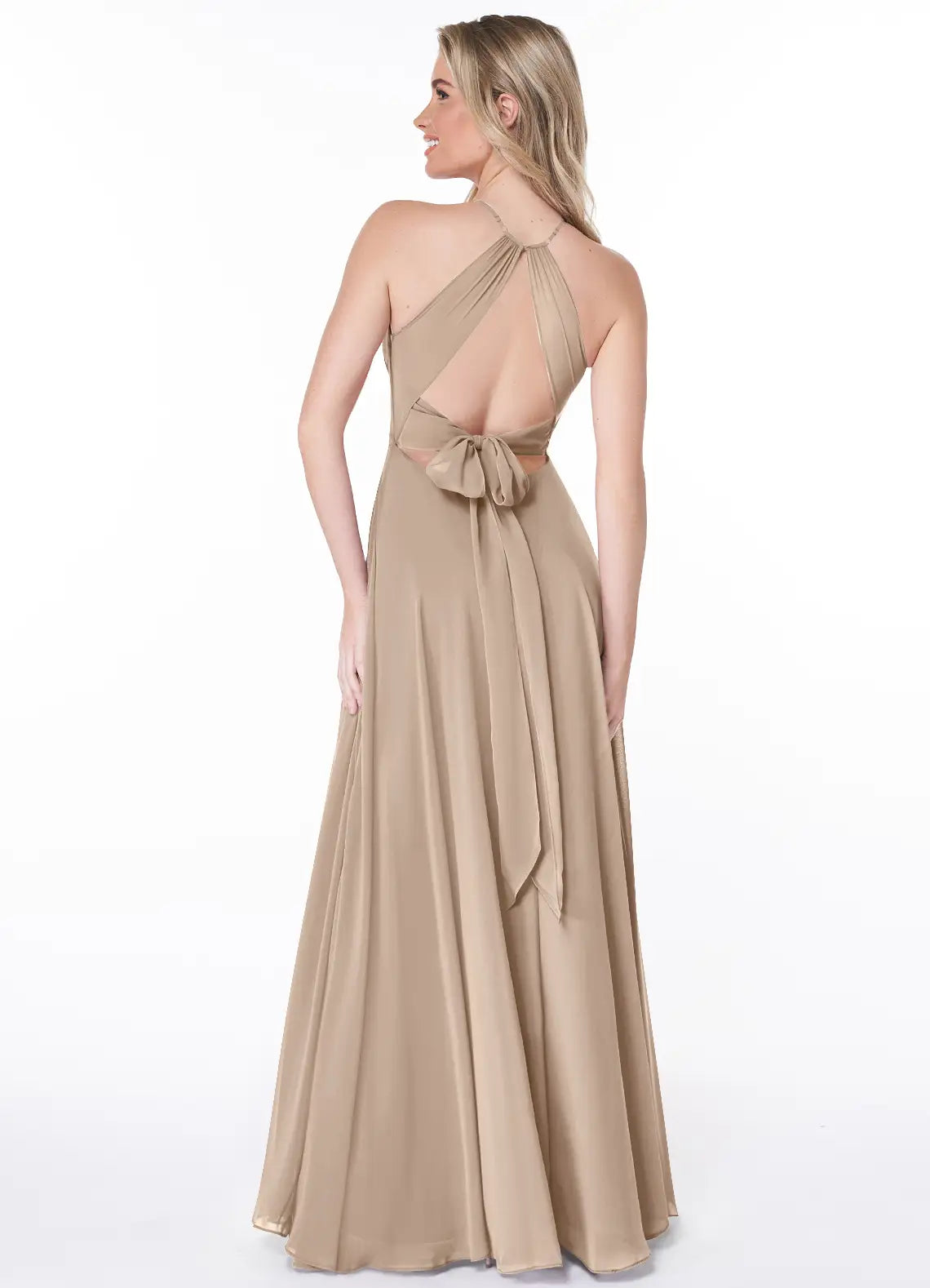 A-Line Halter Chiffon Sleeveless High Slit Floor-Length Wedding Dress - Chloe Dress