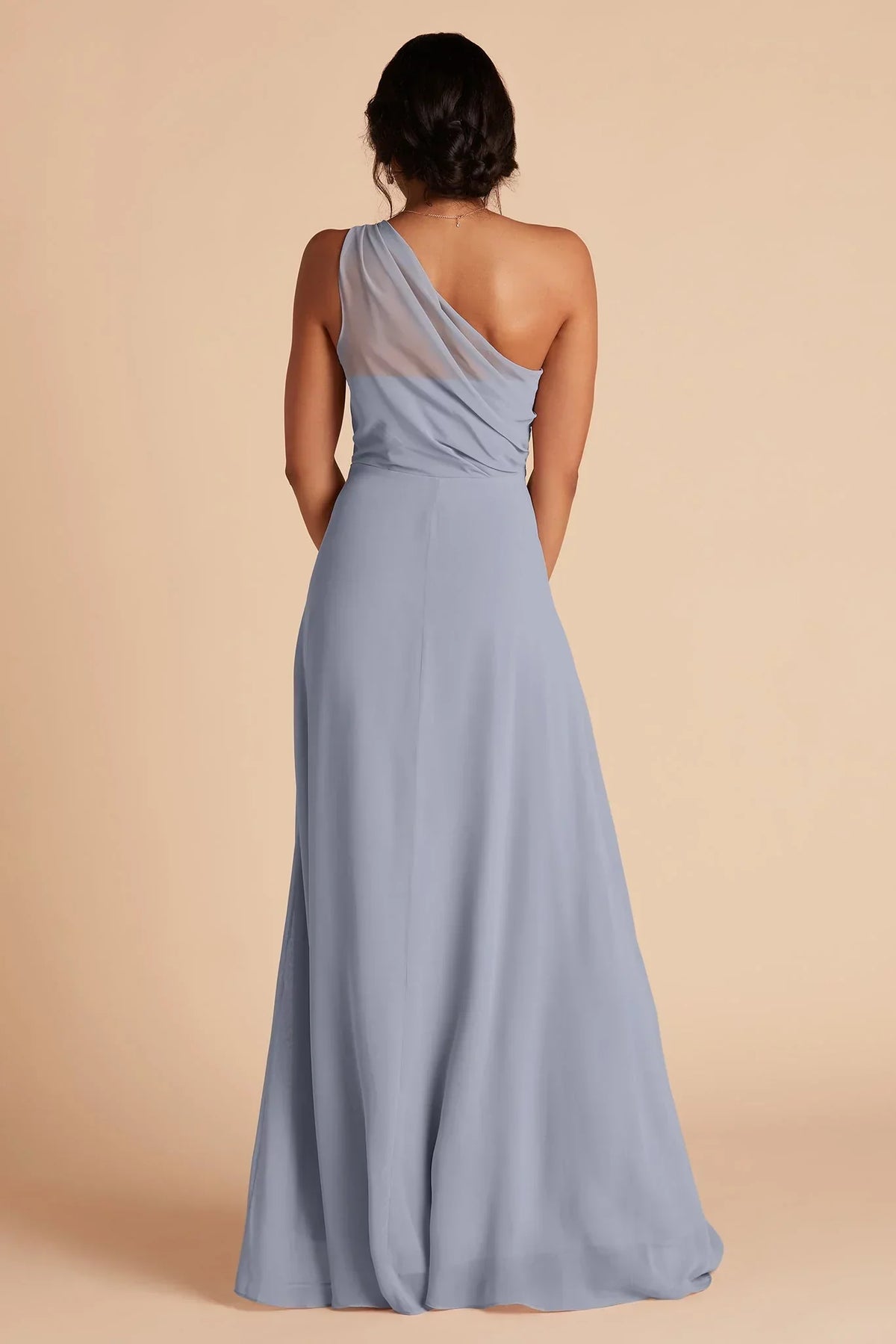 Blue One-Shoulder Chiffon Floor-Length Wedding Dress - Chloe Dress