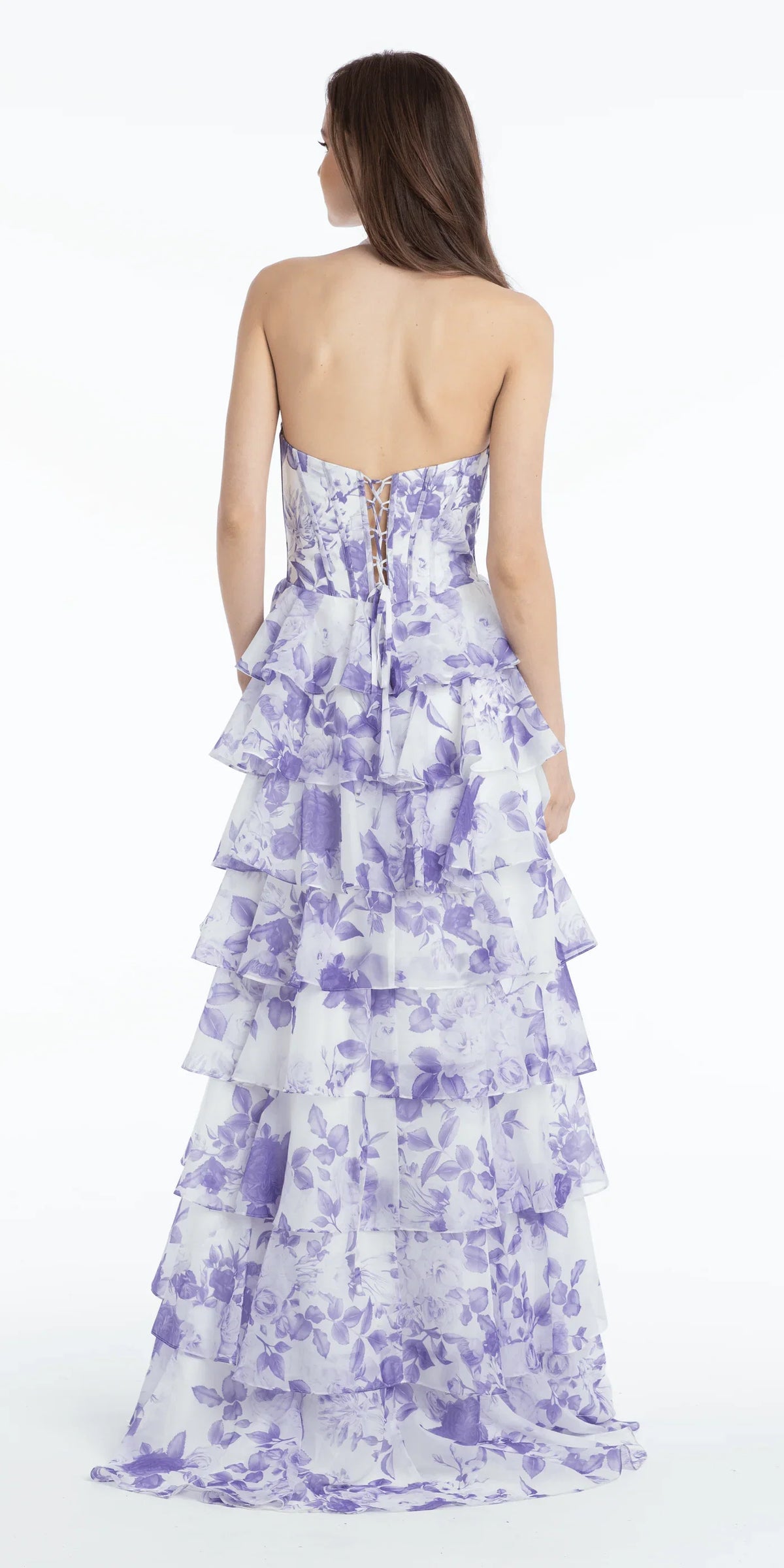 Lavender Halter Lace Lace-Up Back High Slit Prom Dress - Chloe Dress