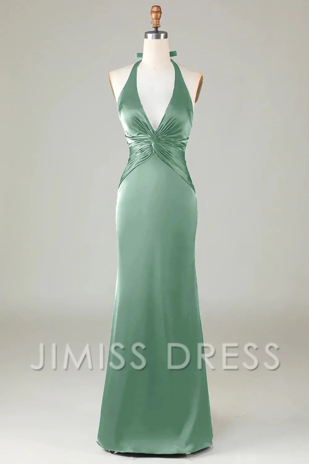 Green Mermaid Satin Sleeveless Floor-Length Wedding Dress - Chloe Dress