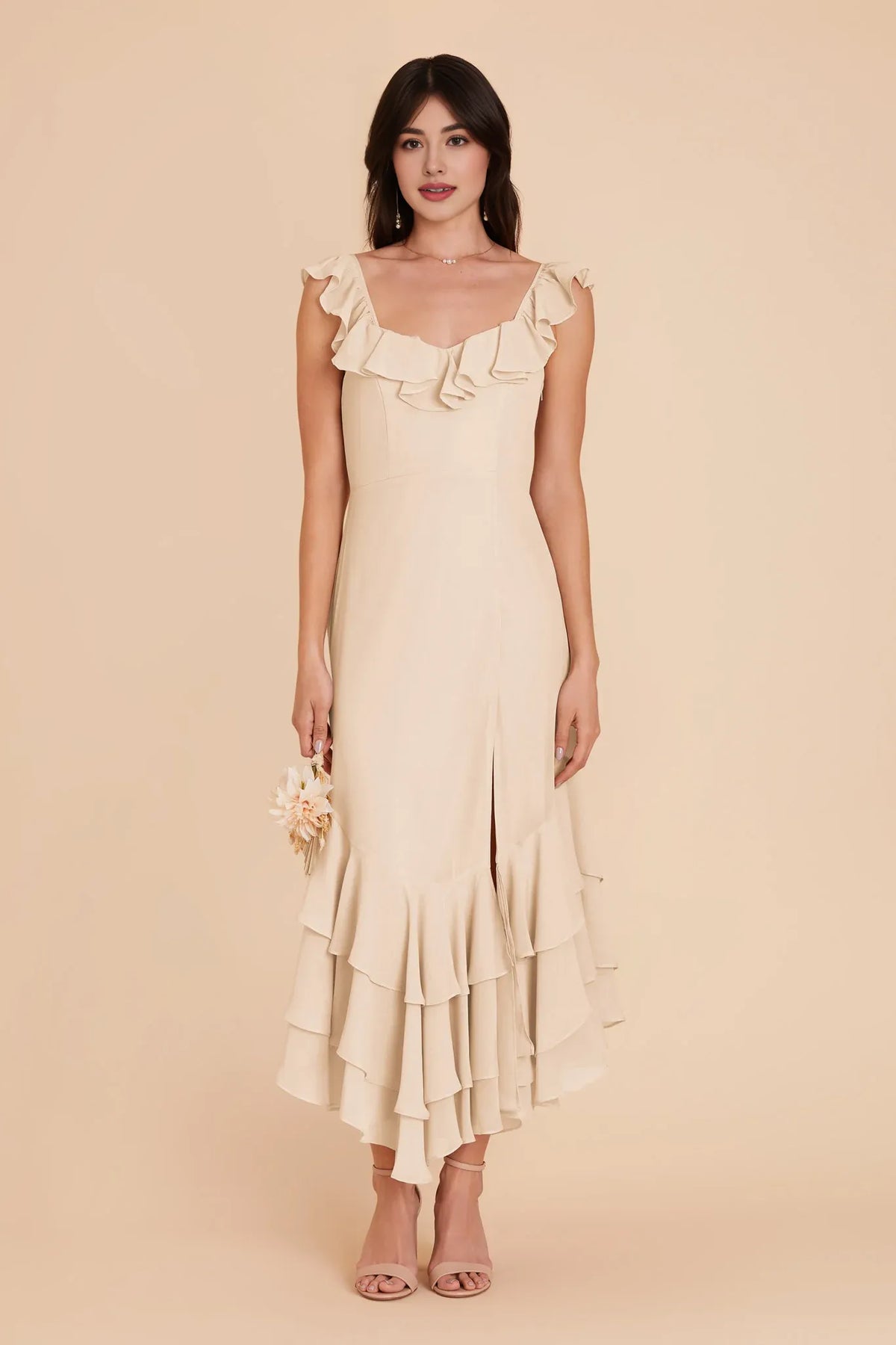 Chiffon Sleeveless Ruffled Floor-Length Wedding Dress - Chloe Dress