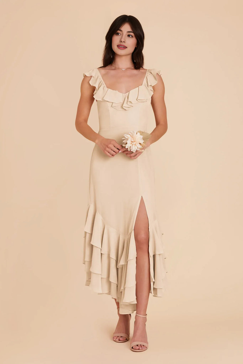 Chiffon Sleeveless Ruffled Floor-Length Wedding Dress - Chloe Dress