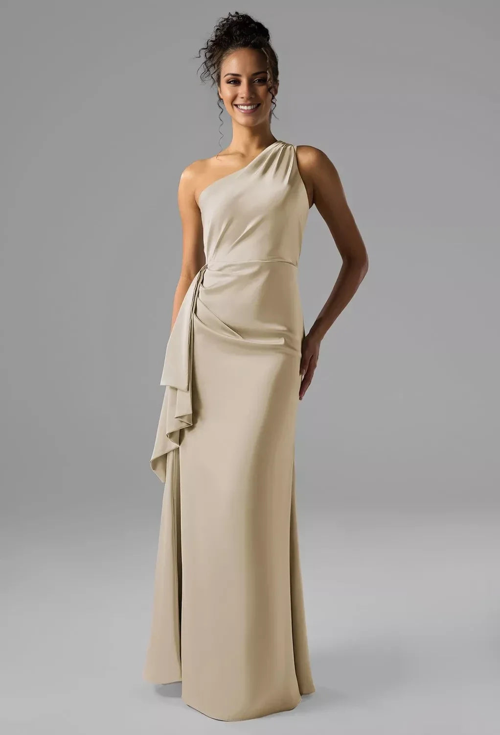 A-Line One-Shoulder Sleeveless Backless Floor-Length Wedding Dress - Chloe Dress