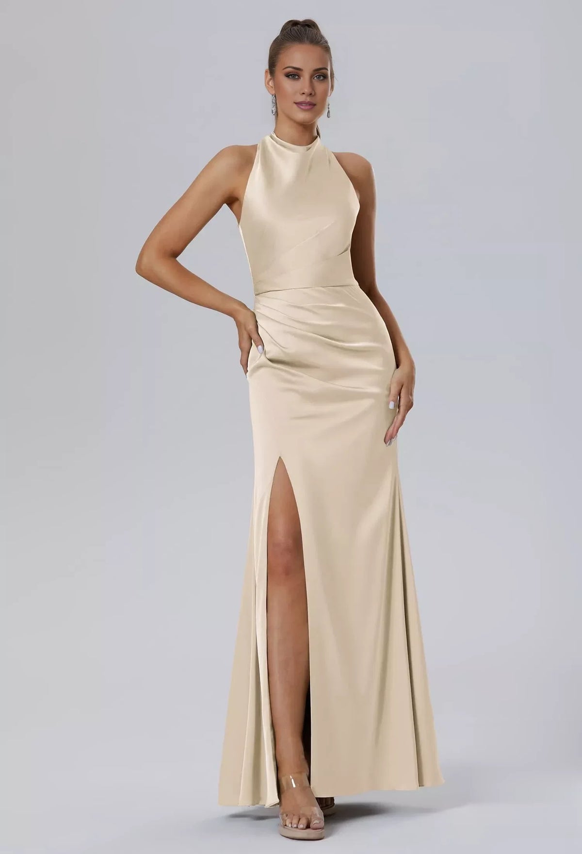 Mermaid Sleeveless High Slit Floor-Length Wedding Dress - Chloe Dress