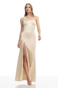 Mermaid One-Shoulder Satin Sleeveless High Slit Floor-Length Evening Dress - Chloe Dress