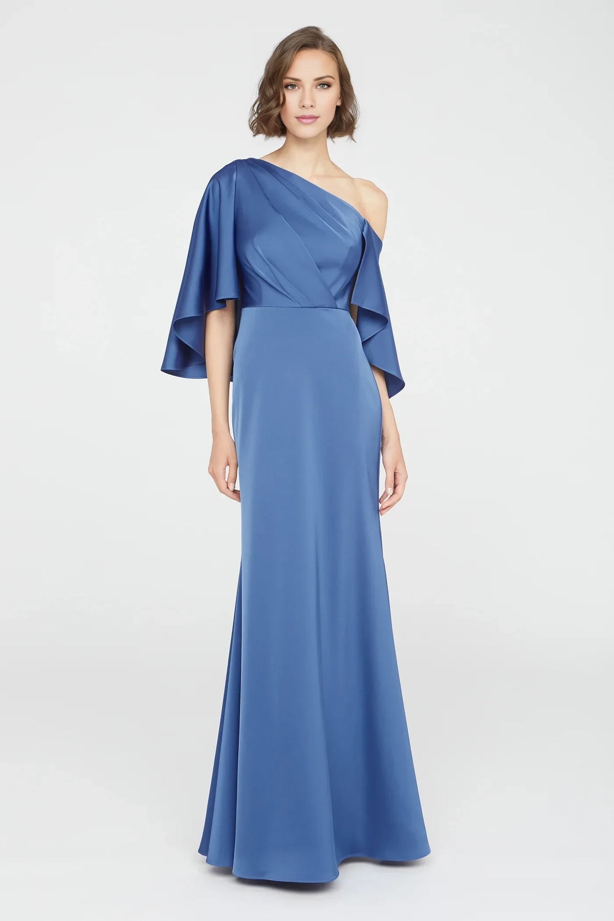 Blue Mermaid One-Shoulder Satin Floor-Length Evening Dress - Chloe Dress