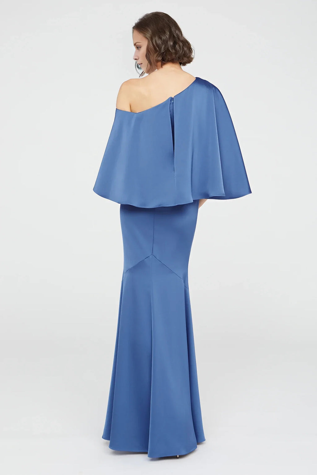 Blue Mermaid One-Shoulder Satin Floor-Length Evening Dress - Chloe Dress