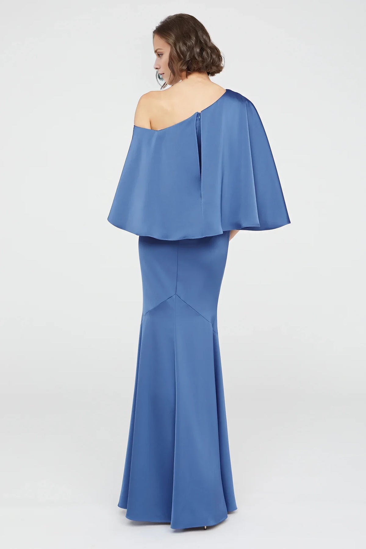 Blue Mermaid One-Shoulder Satin Floor-Length Evening Dress - Chloe Dress