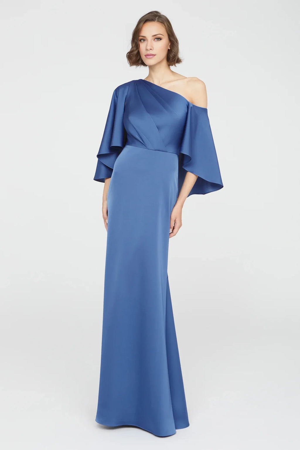 Blue Mermaid One-Shoulder Satin Floor-Length Evening Dress - Chloe Dress