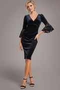 Sheath V-Neck Lace Ruffled Midi Dress - Chloe Dress