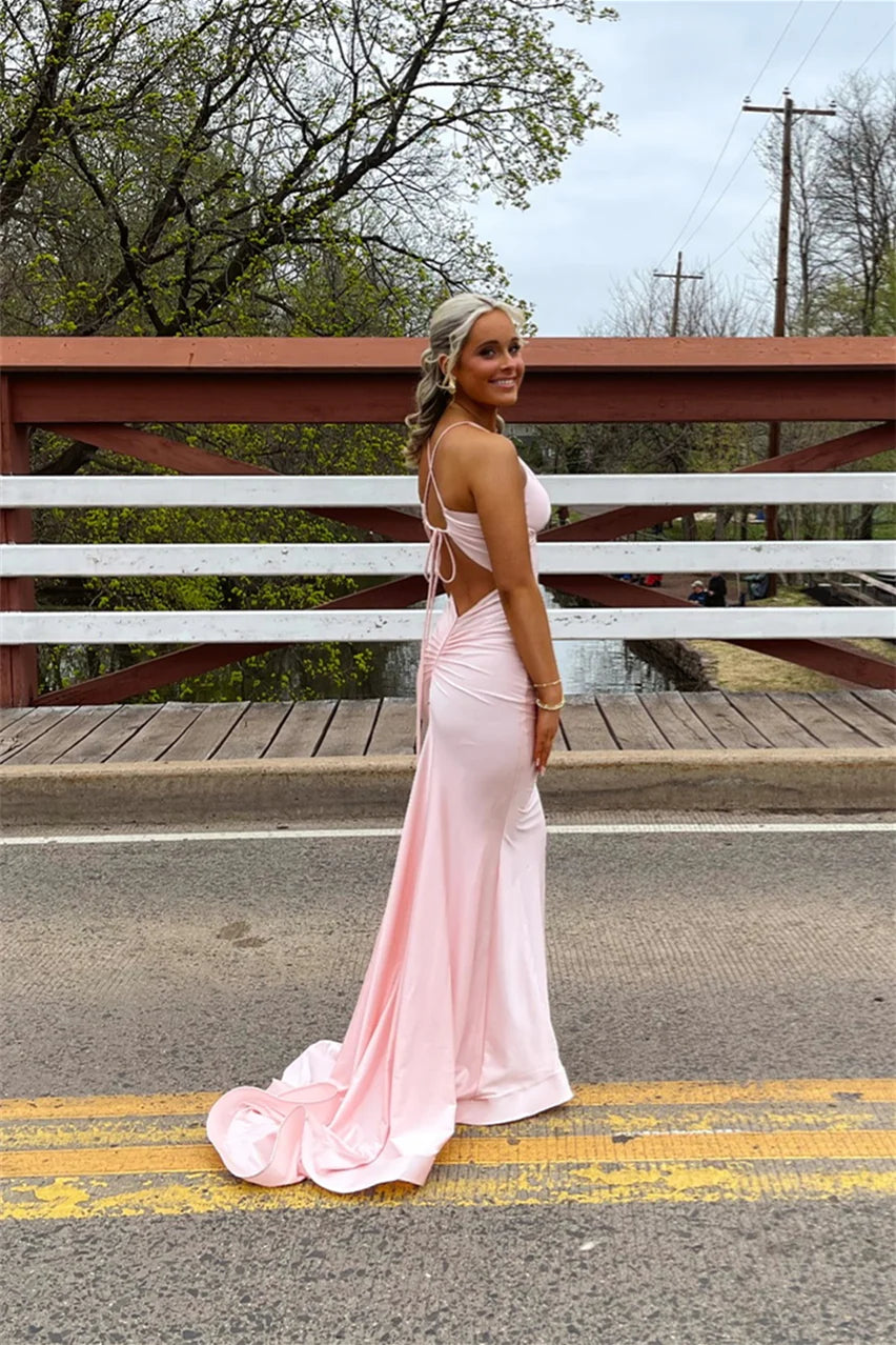 Mermaid Lace Lace-Up Back Floor-Length Evening Dress - Chloe Dress